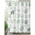 thumbnail image 2 of Shower Curtain Abstract Green Coral Turtles Starfish Jellyfish Shells Bathroom Curtains with Hooks, Waterproof Fabric Sea Creature Bath Shower Curtains Set for Bathroom Bathtubs Decor 72x72 Inch, 2 of 8