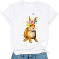thumbnail image 2 of EQWLJWE T-Shirt Grande Taille Joyeuses Pâques Femme Mignon Rabbit Imprimé Graphique Tee Manches Courtes Hauts Décontractés Aubaines, 2 of 3
