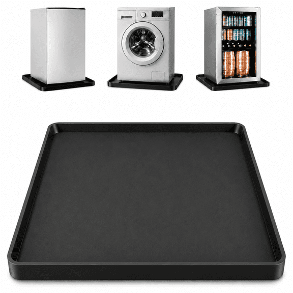Mini Fridge Silicone Mat,24''x24''x0.5'', Under Refrigerator Mat Mini Fridge Drip Pan Prevents Appliance Leakage Water Spills, Protects the Floor From Damage and Cleanliness(Black)