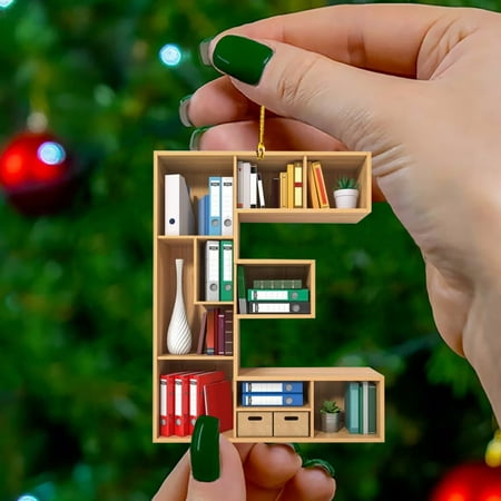 

Pgeraug Pendant Book Lovers Heart Shaped Bookshelf Pendant Acrylic Ornament Hangs E