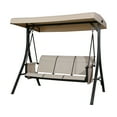 thumbnail image 6 of Iwicker 3-Seat Canopy Steel Porch Swing Textilene Swing Glider with Adjustable Canopy, Beige, 6 of 7