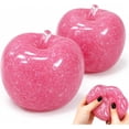 thumbnail image 4 of Pink Apple Slush Squishy Toy, 2.8 Inch Fruit Stress Ball, Soft Filled Food, Soft Sensory Fidget Toy, Kawaii Stress Relief, for Kids Adults, Anxiety Relief, Desk Decor, Party Favor, Gift, 4 of 9