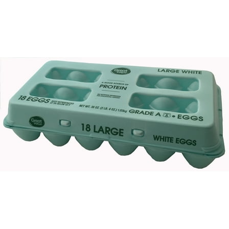 Great Value Large White Eggs, 18 Count