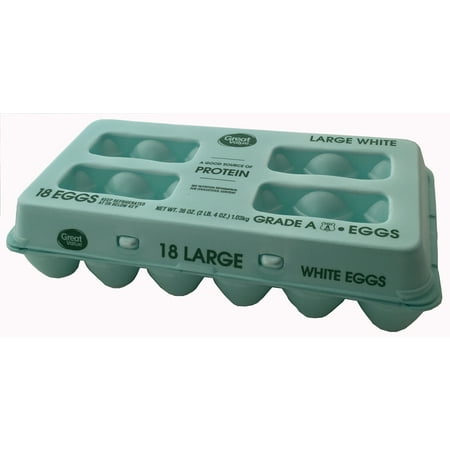 Great Value Large White Eggs, 18 Count
