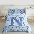 thumbnail image 2 of Castle Fairy Personalized Initial Letter N 3 Pieces Queen Comforter Set for Women Men Teens,Love Heart Print Ultra Soft Bedding Sets,Cartoon Bowknot Bedding Comforter Set,Microfiber Bedroom Decor, 2 of 8