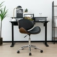thumbnail image 2 of Costway Adjustable Leather Office Chair Swivel Bentwood Desk Chair w/Curved Seat, 2 of 10