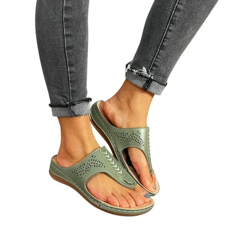 

Womens Shoes Wedges Sandalias Hollow Out Solid Flip Flops Breathable Slippers