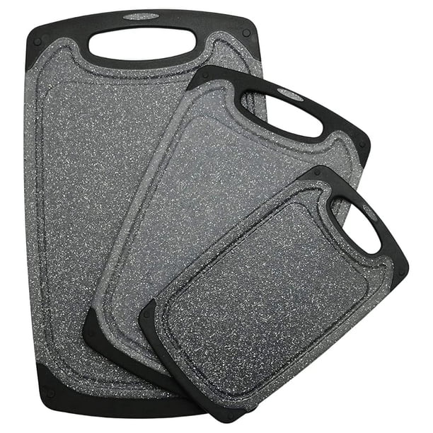 BEE VIBES Kit de 3 Tablas de Picar Antideslizantes con Ranuras de Líquidos y Lavavajillas - Utensilios de Picar Carnes, Quesos, Frutas y Verduras, Asas Antideslizantes, Accesorio Cocina, Cutting Board