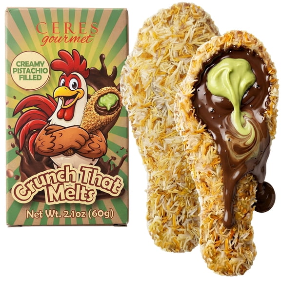Ceres Gourmet Dubai Chocolate Drumstick Bar, Pistachio Cream & Kataifi Filled Candy, 2.1 oz