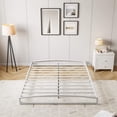 thumbnail image 4 of Tamaño completo-size blanca low marco cama - 6-pulgada heavy-duty metal cama plataforma arch design, fácil montaje, strong bearing capacity, under-cama almacenamiento, no necesita colchón base, 4 of 8
