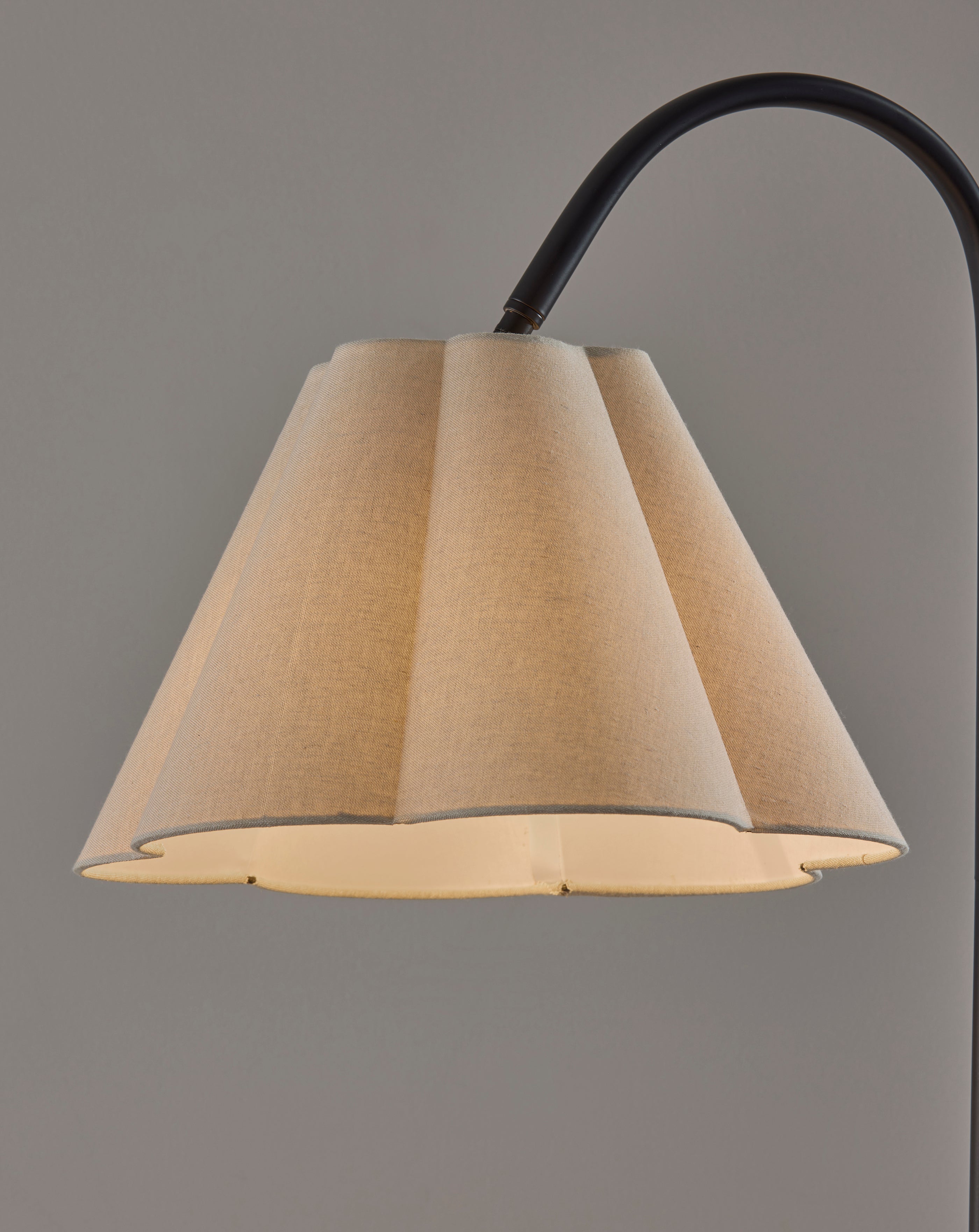 Adesso Kendra 62" Black Tripod Floor Lamp with Oatmeal Scalloped Shade