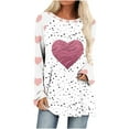 thumbnail image 2 of Walmart+ Semaine Aqestyerly Mode Décontractée pour Femmes T-Shirt à Manches Longues Col Rond Imprimé Amour Ample, 2 of 4