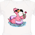 thumbnail image 4 of Inktastic Flamingo with Sunglasses Pool Float and Drink Boys or Girls Long Sleeve Baby Bodysuit, 4 of 5