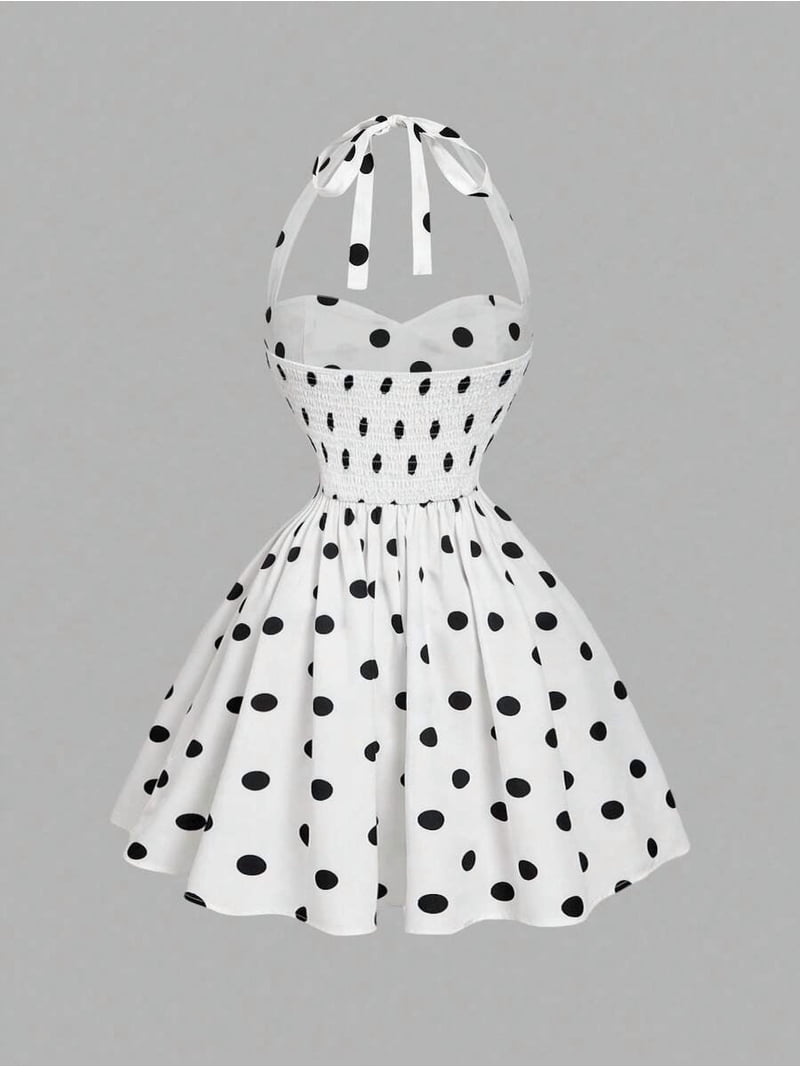 white and black polka dot halter dress Kimbelle Halter Maxi Dress Cream | Polka Dot | Cream | Polka Dot | Womens