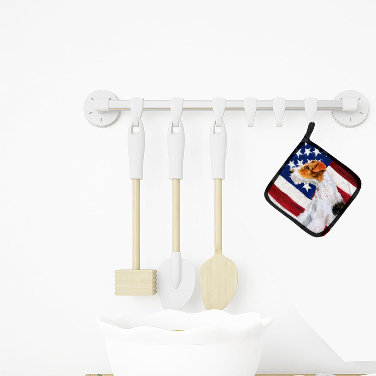 Caroline's Treasures Fox Terrier Patriotic Pair of Pot Holders