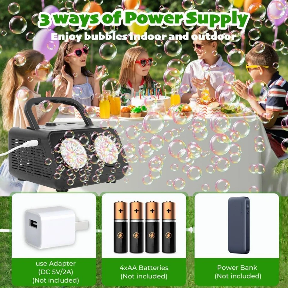 FINE MAKER Modern automatic bubble machine upgraded bubble blower with 2 fans, portable bubble machine