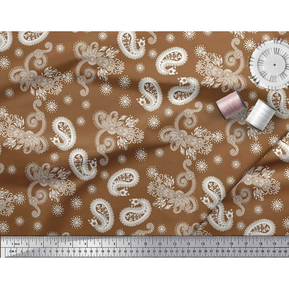 Soimoi Modal Satin Fabric Floral & Paisley Printed Craft Fabric by the Yard 42 Inch Wide
