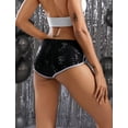 thumbnail image 4 of Women Slim Fit Sequins Shorts Elastic Waist Glitter Mini Shorts Hot Fitness Dance Short Pant Low Rise Night Out Glitter Bottoms, 4 of 6
