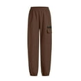 thumbnail image 3 of Girls Boys Sports Sweatpants Children's Solid Color Elastic Waist Sports Jogging Trousers Outdoor Running Hiking Workout Straight Pant Brown 140, 3 of 8