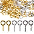 thumbnail image 1 of 1 Box Screw Eye Pins Mini Metal Eye Pins Small Eye Pin Pendants for DIY Jewelry Making, 1 of 7