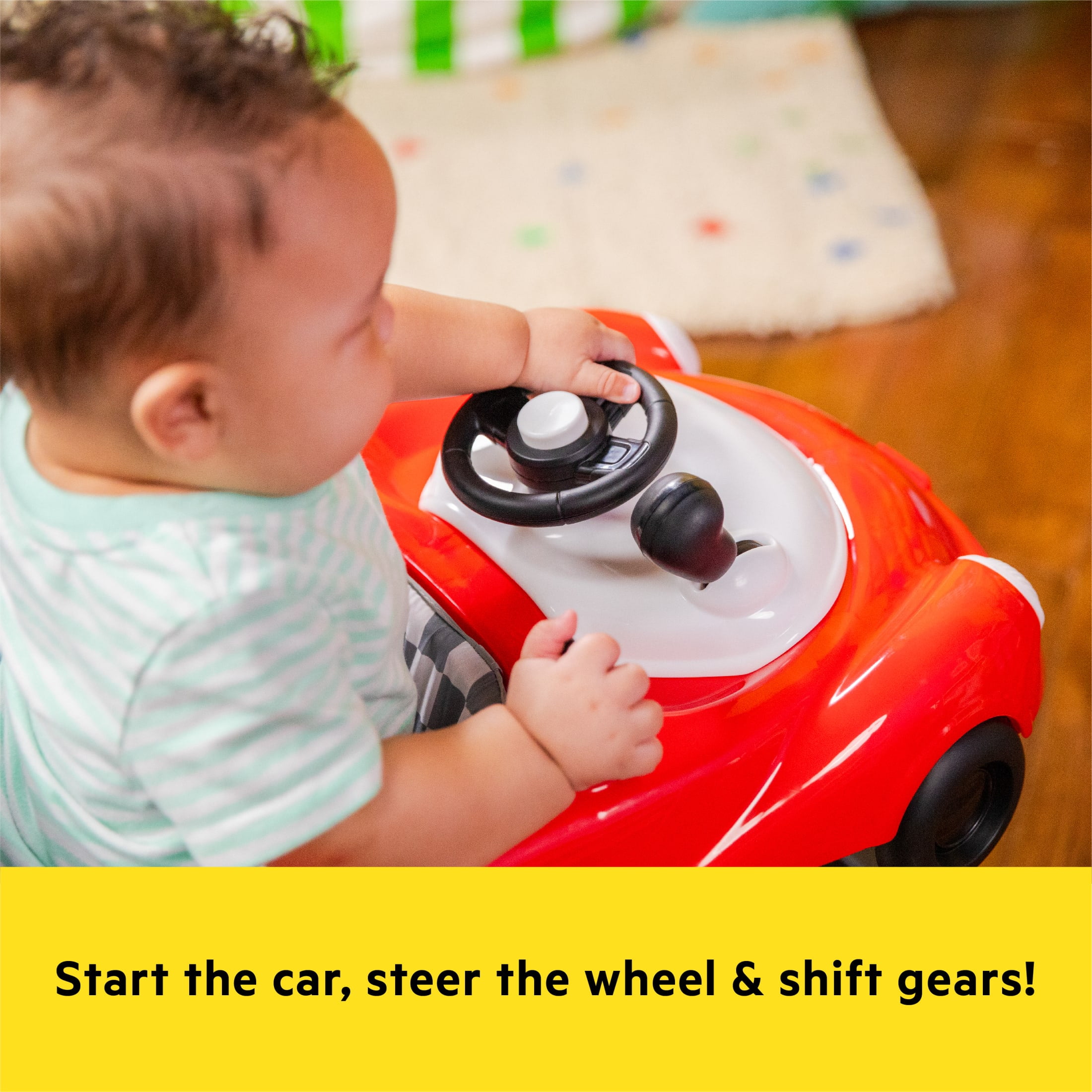 Bright Starts Little Speedster 3-in-1 Car Walker, Red, Infant to Toddler