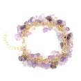 thumbnail image 1 of Xiao Hua Pulsera de cuentas hecha a mano, adecuada tanto para hombres como para mujeres, pulsera de gota de agua de piedra triturada con borla de cristal de piedra natural irregular (púrpura), 1 of 5