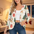 thumbnail image 3 of EANJE Women Christmas Graphic Open Front Cardigan, 3/4 Sleeve Loose Lightweight Shrug, Casual Printed Thin Knit Layering Top Pink XL, 3 of 6
