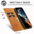 thumbnail image 3 of Allytech PU Leather Slim Wallet Case for Samsung Galaxy S24 Plus, Kickstand Magnetic Closure Cover with Card Slots & Cash Pocket, Full Body Protection Soft TPU Shockproof Case for Women Men, Brown, 3 of 8
