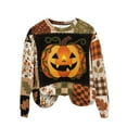 thumbnail image 2 of Heisall Womens Sweatshirts 2025 Autumn Winter Thanksgiving Fall Patchwork Print Round Neck Loose Casual Sporty Long Sleeve Fleece-lined No Hood Fashionable Sweatshirts, 2 of 9