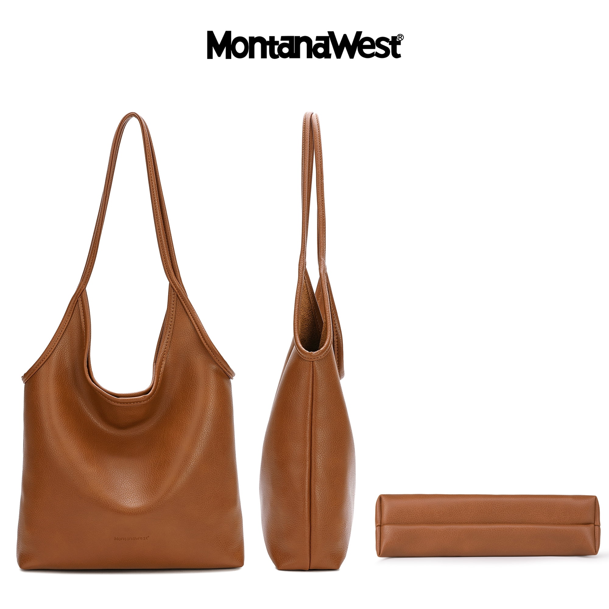 Montana West Slouchy Hobo Bags for Women Soft Designer Shoulder Purses Ladies Top Handle Handbag, Brown