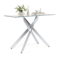thumbnail image 1 of Gymax Glass Console Table w/Clear Tempered Glass Top & Heavy Duty Metal Tubular Legs, 1 of 10