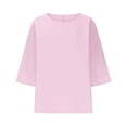 thumbnail image 4 of Viluyesy 3/4 Sleeves T-Shirt Women Round Neck Shirt Tops Loose Blouse Pink Size 2XL, 4 of 4