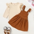 thumbnail image 2 of Younger Tree Toddler Baby Girl Fall Dress Outfit Long Sleeve Top Strap Dress Overall with Pocket Clothes Set for 18-24 Months, 2 of 7