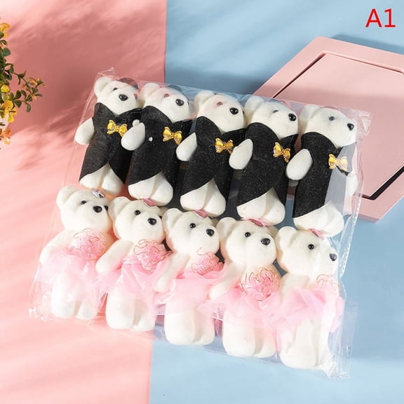 10PCS Couple Models Bear Flower Bouquet Cartoon Dolls Wedding Decoration Accessories Birthday Gifts Bubble Bear Decoration