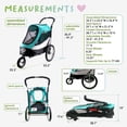 thumbnail image 3 of Petique Trailblazer Pet Jogger Stroller with Tire Pump up to 77LBS Neptune/Turquoise, 3 of 5
