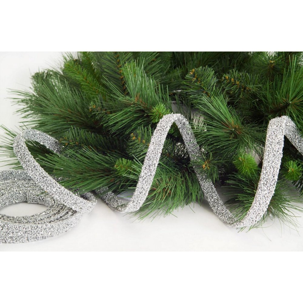Pack of 8 Silver Glitter Beaded Artificial Christmas Garlands Unlit