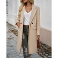 thumbnail image 4 of SWSMCLT Women's Winter Pea Coats Notch Collar Double Breasted Jackets Slim Fit Long Peacoat Fall Top Fashion Thick Knee Length Long Sleeve Apricot Large, 4 of 5
