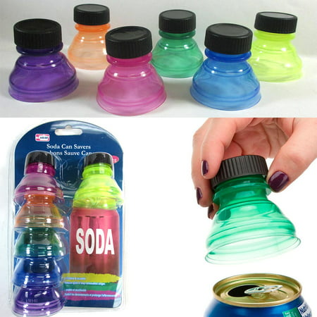 6 Pack Soda Can Savers Reusable Pop Drink Covers Lid Protector Spill Free