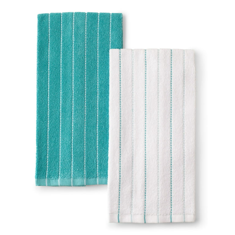 Gratico Kitchen Towels Aqua/White Stripes Dish Towels Set of 6 Quick Drying  Kitchen Towels Highly Absorbent 100% Cotton Size 17x27 Inches with Hanging