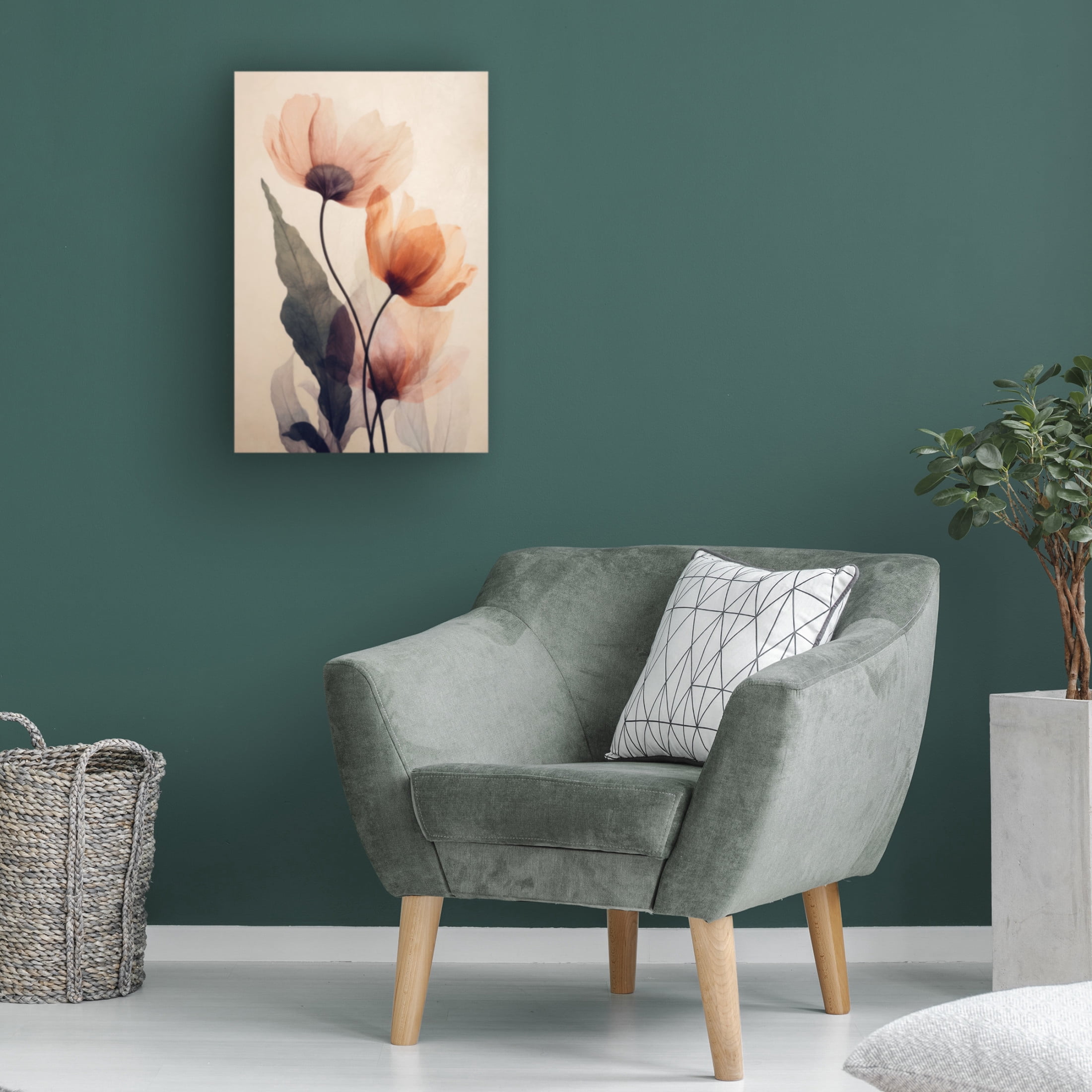 Canvas Wall Art - Treechild  'Parchmentflowersno5' Wall Art for Living Room, Bedroom, or Office Décor by Trademark Fine Art - 12 x 19 Inches