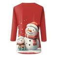 thumbnail image 5 of Christmas Shirts for Women Dressy Crew Neck 3/4 Length Sleeve Tunic Top Snowman Printed Holiday Blouses Merry Christmas Party Oversized Elbow Sleeve T-Shirts, 5 of 5