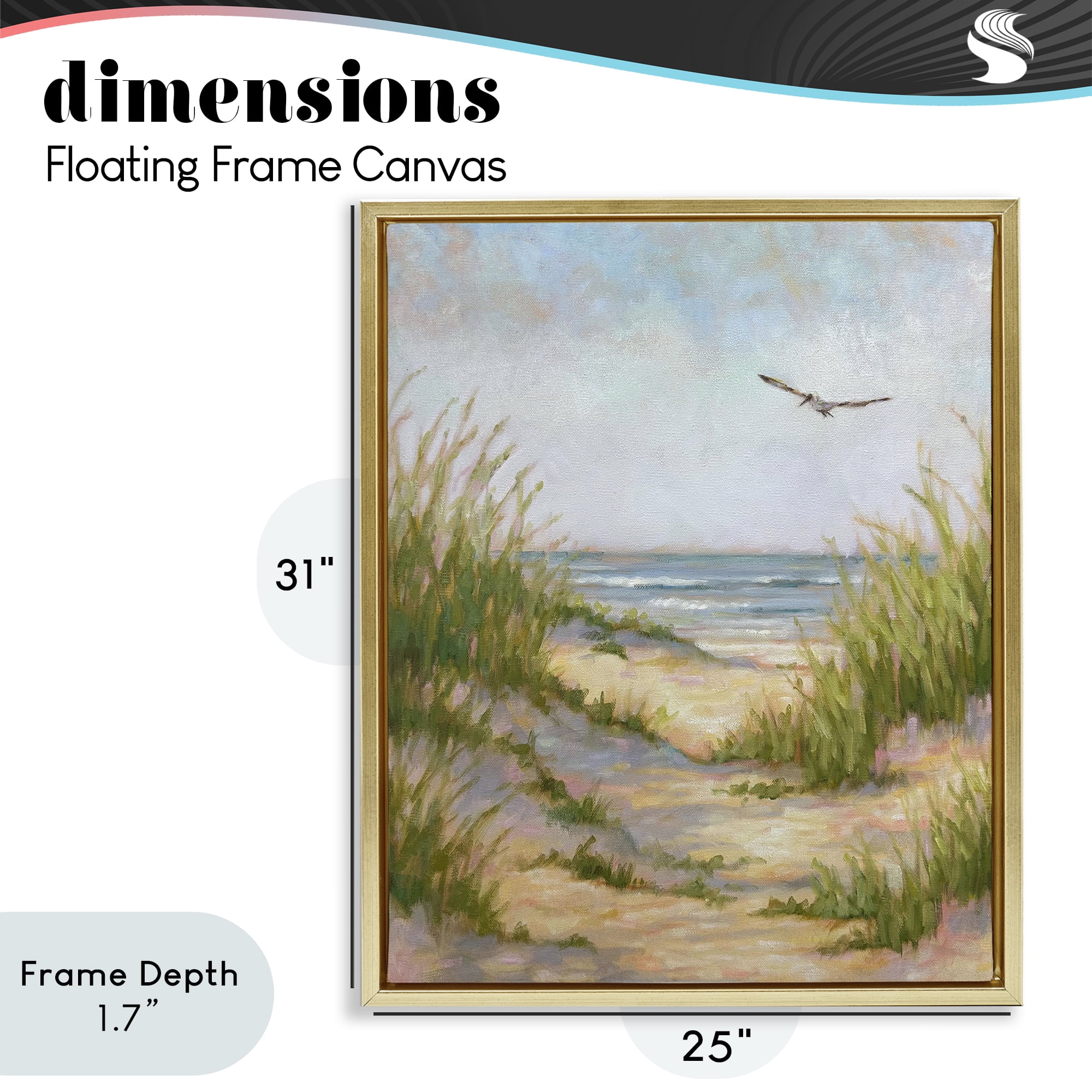 Stupell Industries Peaceful Beach Sand Dunes Gold Framed Floater Canvas Wall Art, design by Linda Sperruzzi