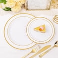 thumbnail image 4 of I00000 300 Pcs Gold Plastic Plates with Gold Silverware, White&Gold Plastic Dinnerware Set for Party Include: 60Dinner Plates 10.25", 60Dessert Plate 7.5", 60 Silverware Sets, 4 of 7