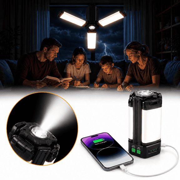Rechargeable 10400mAh LED Camping Light, 2200LM Lantern for Power Outages, Flashlights for Emergency with Power Bank,Stepless Dimming & 5 Modes, Hook & Magnetic Base for Outdoor, Home, Hurricane