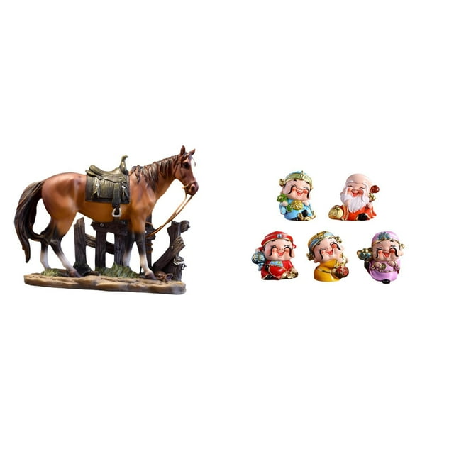 Figura de caballo,Figura coleccionable de caballo en miniatura,Adorno de caballo de resina,estatua de animal,decoración para el hogar,Figura de escritorio,Figura de Dios de la Fortuna de