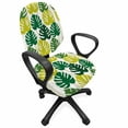 thumbnail image 1 of Tropical Office Chair Slipcover, Monstera Leaves in Gradient Monochrome Tones Exotic Minimal Graphic, Protective Stretch Decorative Fabric Cover, Standard Size, Lime Green and Emerald, by Ambesonne, 1 of 5