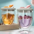 thumbnail image 4 of Insulated Double Walled Anti-Spill Glass Coffee Cups with Lid - Clear Glass Mugs Travel Mugs for Hot Tea, Coffee, Latte, or Cold Iced Drinks,250/350/450ml, 4 of 4
