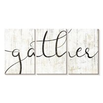 Elephant Stock Gather Calligraphy Wall Art - Horizontal Multi Panel Canvas - Living Room Wall Decor - Inspirational And Typography Multi Panel - White And Black Decor - 62" x 30"