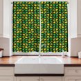 Ambesonne Boho Green Kitchen Curtains, Abstract Retro Artwork, 55"x24