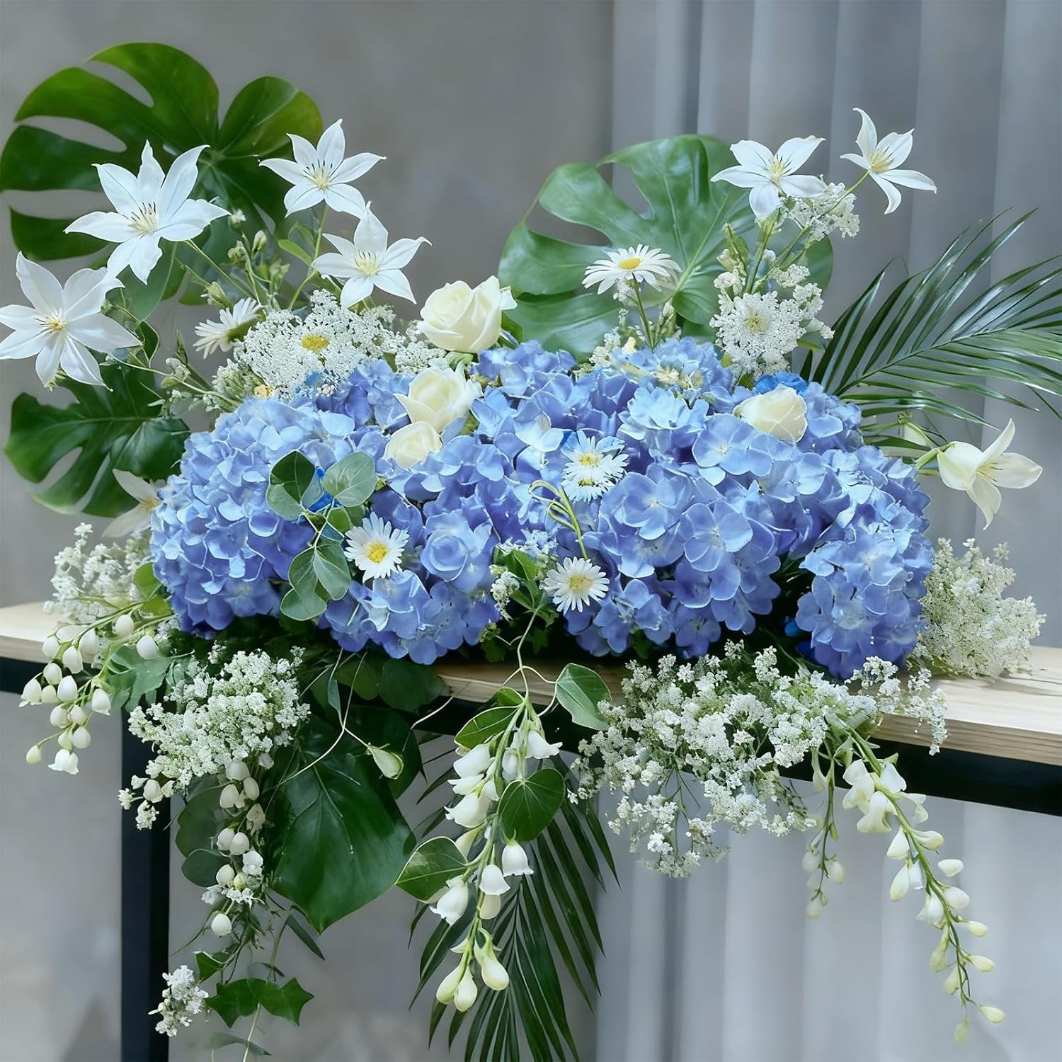 White Hydrangea Artificial Flowers Bulk, 60 Pcs Faux Hydrangea Flowers Heads, Artificial Fake Silk Hydrangea Flowers with Stems, White Flowers Artificial for Decoration Wedding Décor
